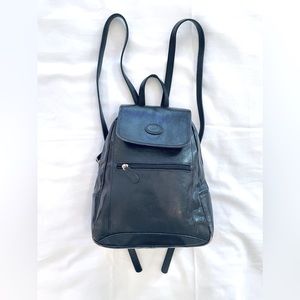 Vintage Black Leather Mini Backpack